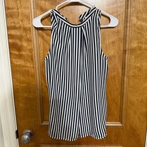 Banana Republic Navy and White Striped Sleeveless Blouse